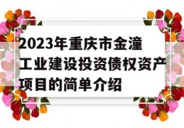 2023年重庆市金潼工业建设投资债权资产项目的简单介绍