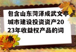 包含山东菏泽成武文亭城市建设投资资产2023年收益权产品的词条