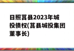 日照莒县2023年城投债权(莒县城投集团董事长)