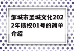 邹城市圣城文化2022年债权01号的简单介绍