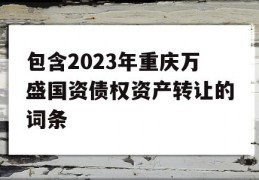 包含2023年重庆万盛国资债权资产转让的词条