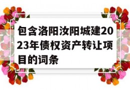 包含洛阳汝阳城建2023年债权资产转让项目的词条