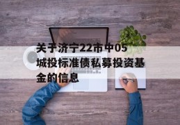 关于济宁22市中05城投标准债私募投资基金的信息