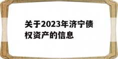 关于2023年济宁债权资产的信息