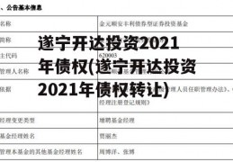 遂宁开达投资2021年债权(遂宁开达投资2021年债权转让)