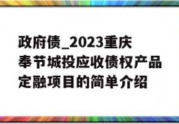 政府债_2023重庆奉节城投应收债权产品定融项目的简单介绍