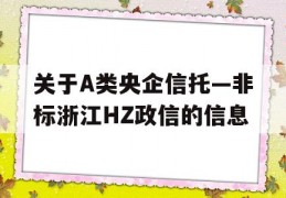 关于A类央企信托—非标浙江HZ政信的信息