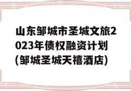 山东邹城市圣城文旅2023年债权融资计划(邹城圣城天禧酒店)