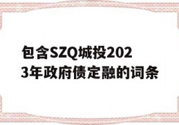 包含SZQ城投2023年政府债定融的词条