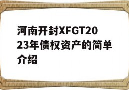 河南开封XFGT2023年债权资产的简单介绍