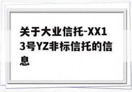 关于大业信托-XX13号YZ非标信托的信息