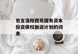 包含洛阳西苑国有资本投资债权融资计划的词条