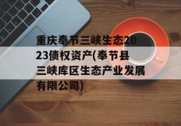 重庆奉节三峡生态2023债权资产(奉节县三峡库区生态产业发展有限公司)