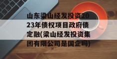 山东梁山经发投资2023年债权项目政府债定融(梁山经发投资集团有限公司是国企吗)