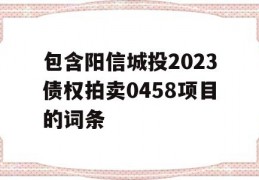 包含阳信城投2023债权拍卖0458项目的词条