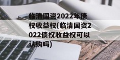 临清国资2022年债权收益权(临清国资2022债权收益权可以认购吗)