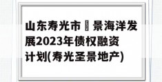 山东寿光市昇景海洋发展2023年债权融资计划(寿光圣景地产)