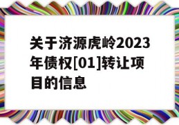 关于济源虎岭2023年债权[01]转让项目的信息