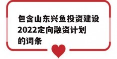 包含山东兴鱼投资建设2022定向融资计划的词条