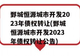 鄄城恒源城市开发2023年债权转让(鄄城恒源城市开发2023年债权转让公告)