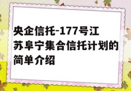 央企信托-177号江苏阜宁集合信托计划的简单介绍