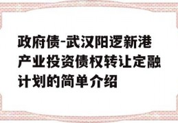 政府债-武汉阳逻新港产业投资债权转让定融计划的简单介绍