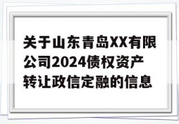 关于山东青岛XX有限公司2024债权资产转让政信定融的信息