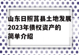 山东日照莒县土地发展2023年债权资产的简单介绍