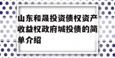 山东和晟投资债权资产收益权政府城投债的简单介绍