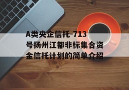 A类央企信托-713号扬州江都非标集合资金信托计划的简单介绍