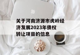 关于河南济源市虎岭经济发展2023年债权转让项目的信息