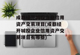 成都经开城投企业信用资产交易项目(成都经开城投企业信用资产交易项目有哪些)