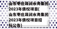 山东枣庄晟润水务集团2023年债权项目(山东枣庄晟润水务集团2023年债权项目招标公告)