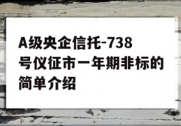 A级央企信托-738号仪征市一年期非标的简单介绍