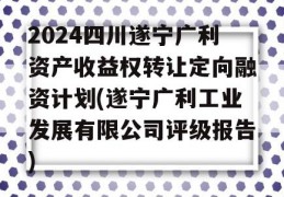 2024四川遂宁广利资产收益权转让定向融资计划(遂宁广利工业发展有限公司评级报告)