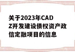 关于2023年CADZ开发建设债权资产政信定融项目的信息