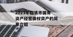 2023年临清市国有资产经营债权资产的简单介绍