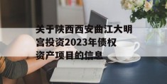 关于陕西西安曲江大明宫投资2023年债权资产项目的信息