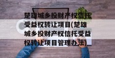 楚雄城乡投财产权信托受益权转让项目(楚雄城乡投财产权信托受益权转让项目管理办法)