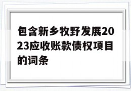 包含新乡牧野发展2023应收账款债权项目的词条