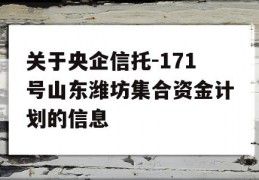 关于央企信托-171号山东潍坊集合资金计划的信息