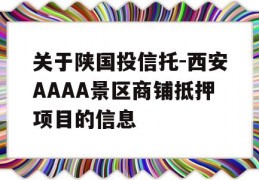 关于陕国投信托-西安AAAA景区商铺抵押项目的信息