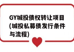 GY城投债权转让项目(城投私募债发行条件与流程)