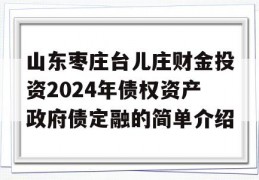 山东枣庄台儿庄财金投资2024年债权资产政府债定融的简单介绍