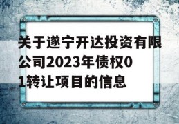 关于遂宁开达投资有限公司2023年债权01转让项目的信息