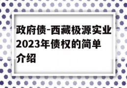 政府债-西藏极源实业2023年债权的简单介绍