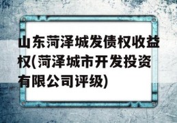 山东菏泽城发债权收益权(菏泽城市开发投资有限公司评级)