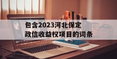 包含2023河北保定政信收益权项目的词条