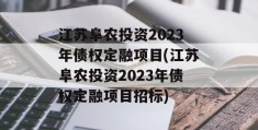 江苏阜农投资2023年债权定融项目(江苏阜农投资2023年债权定融项目招标)