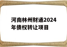 河南林州财通2024年债权转让项目